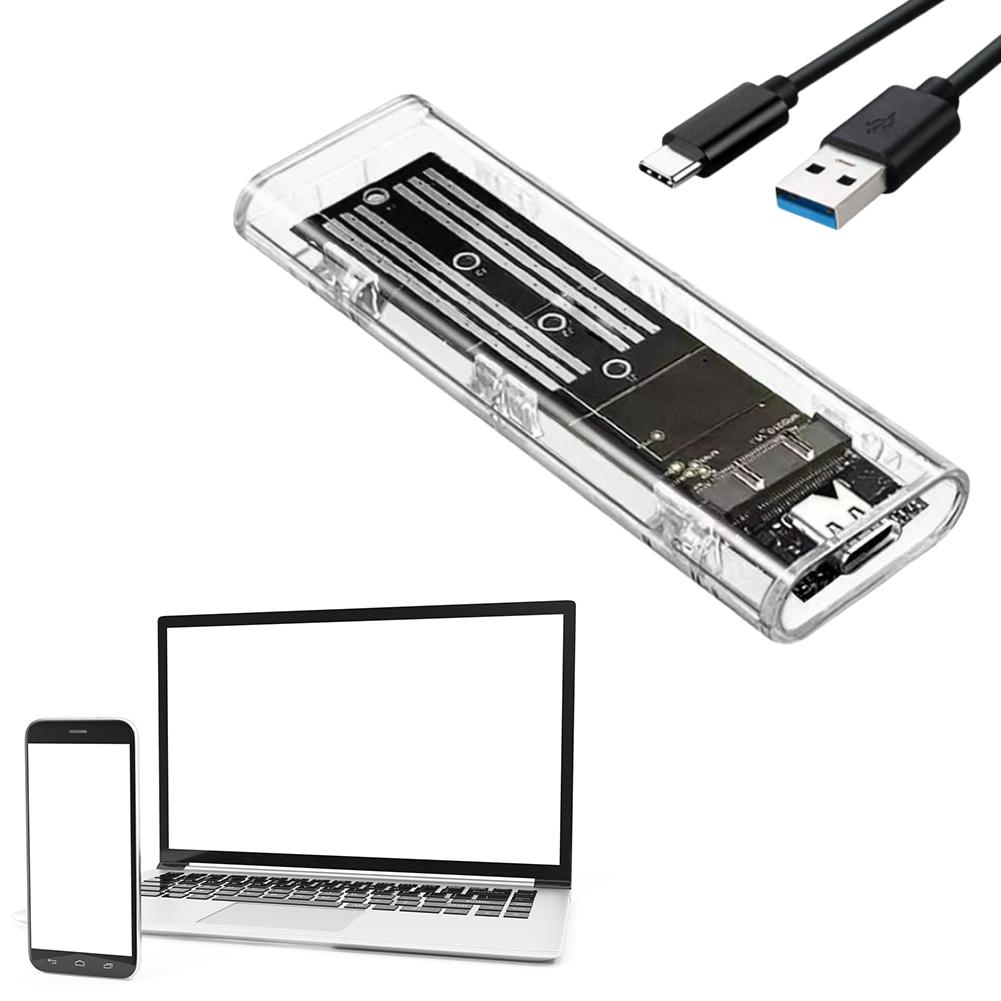 M.2 NGFF SATA Type C USB 3.1 Hard Disk Case External SSD Adapter Transparent External SSD Case 10Gbps for 2230 2242 2260 2280