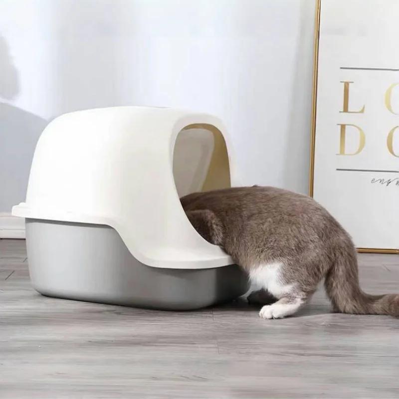 Totally Enclosed Pet Litter Box Extra Large Deodorant Cat Toilet with Litter Shovel Spillproof Cat Litter Box Closed Cat Sandbox