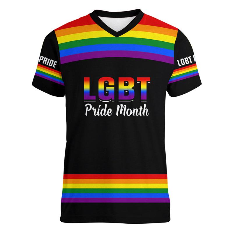 Mode Pride T-Shirt Liebe ist Liebe Regenbogen V-Ausschnitt T-Shirt Straßenfest Kurzarm Oversized T-Shirts