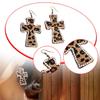 1 Pair Cross Leopard Print Earrings , Women Gift for Engagement, Birthday