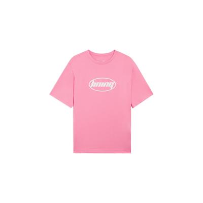 Li-Ning Sport Moteserie Brevtrykk Uformelt rundhalset kortermet T-skjorte Unisex-overdeler Dawn-Pink AHSSA33-13