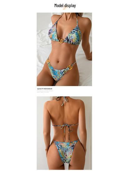 European & American Women's Printed Bikini Split Swimsuit - Sexy Hot Spring Style