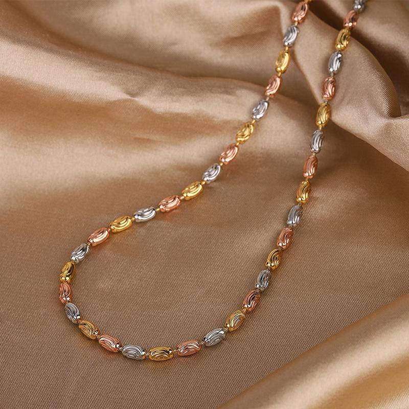 Niche Design Necklace Versatile Electroplated Color Gold Beaded Chain Set Female