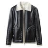 Giacca in Pelle da Uomo Autunno e Inverno Giacca in Pelle Giovanile Velluto Ispessito Revers Casual Giacca in Pelle PU