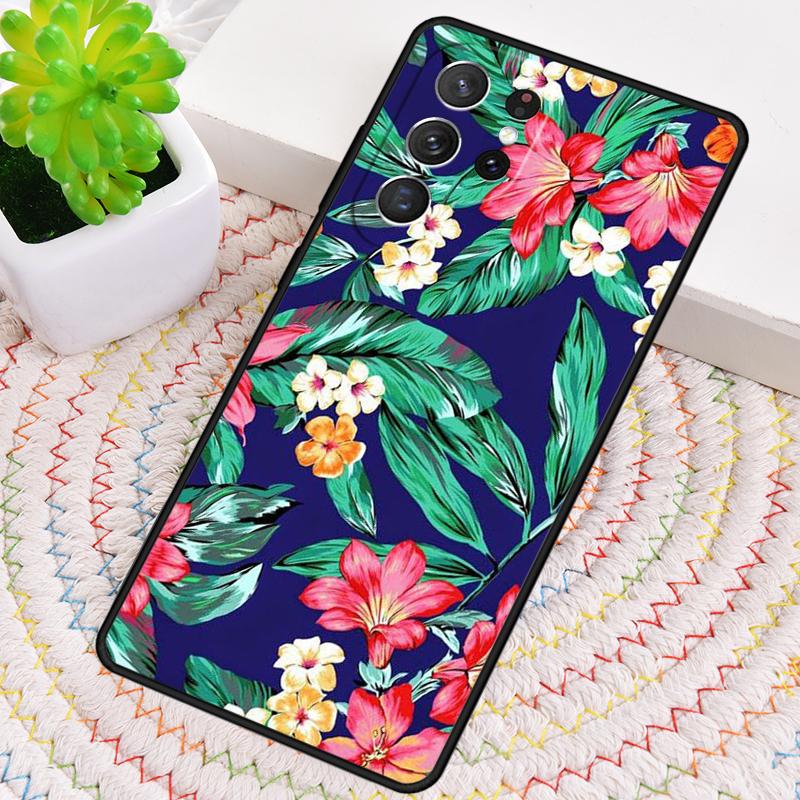 Retro Tropical Floral Flowers Phone Case For Samsung Galaxy Note 10 Pro S26 S25 S24 S23 S22 Ultra Plus S21 FE S20 Cover