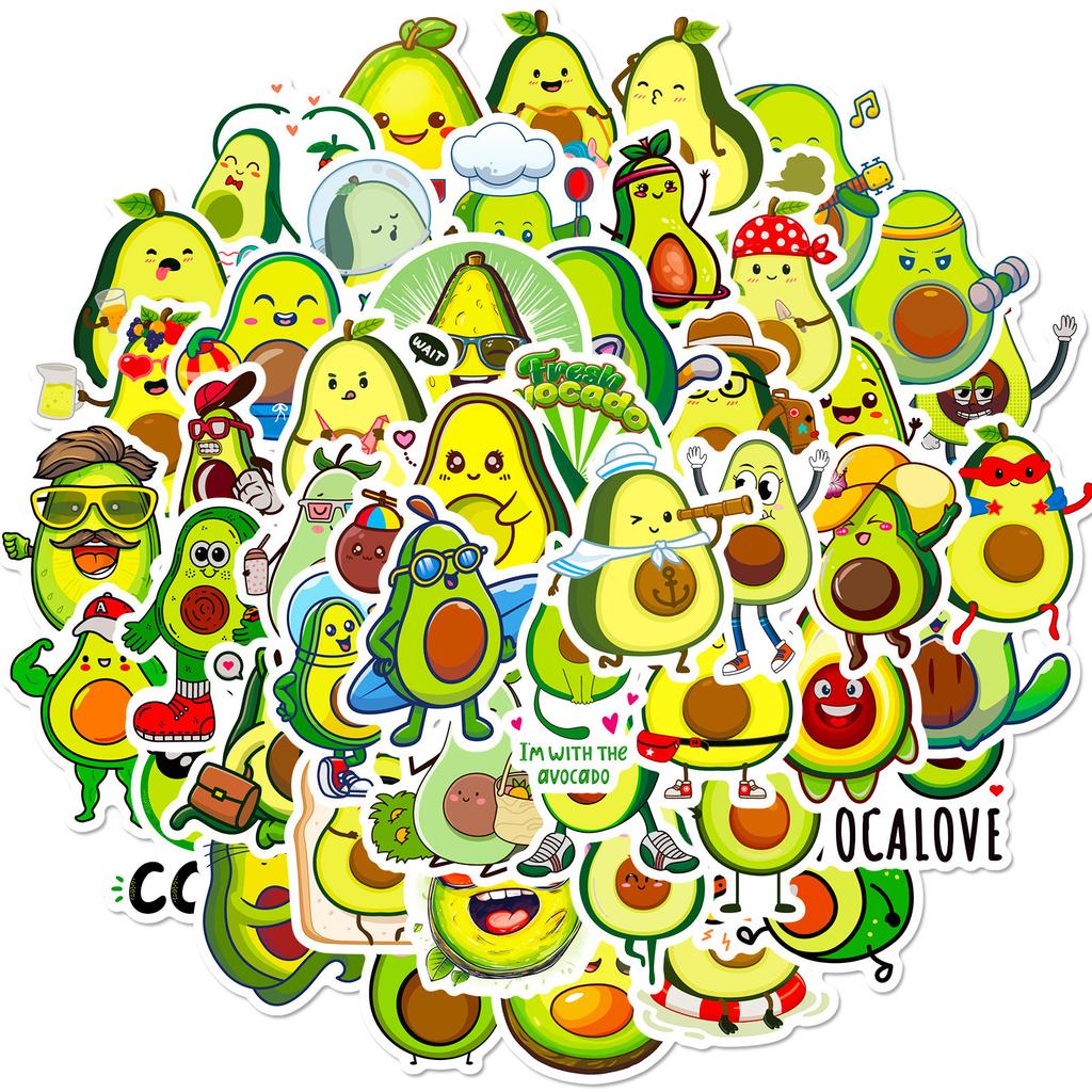 50 Cartoon Avocado Stickers Cute Avocado Stickers Fruit Personality Stickers