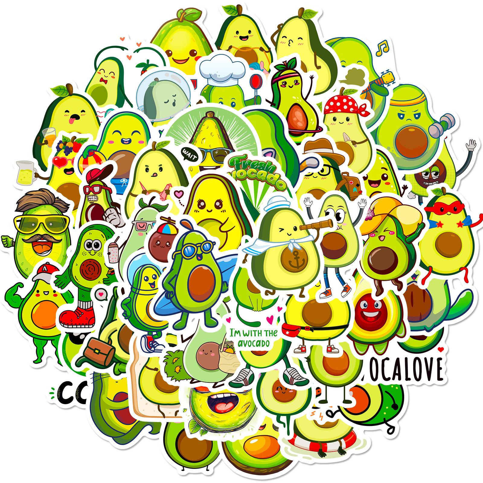 

50 Cartoon Avocado Stickers Cute Avocado Stickers Fruit Personality Stickers