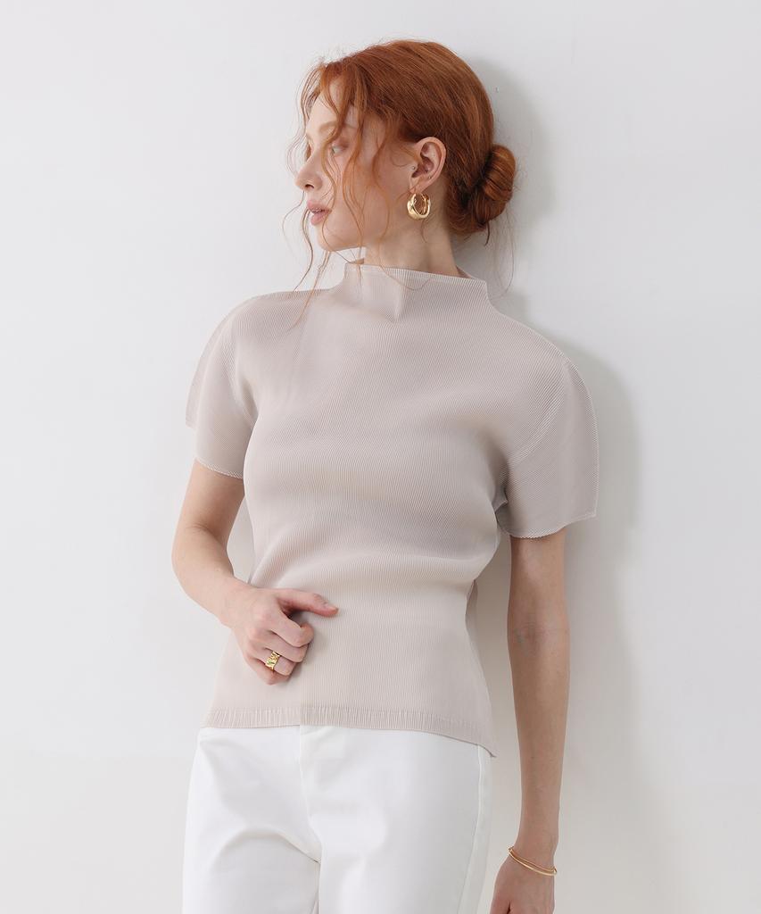PLEATSMOOD Crocodile Half-Neck Pleated Blouse