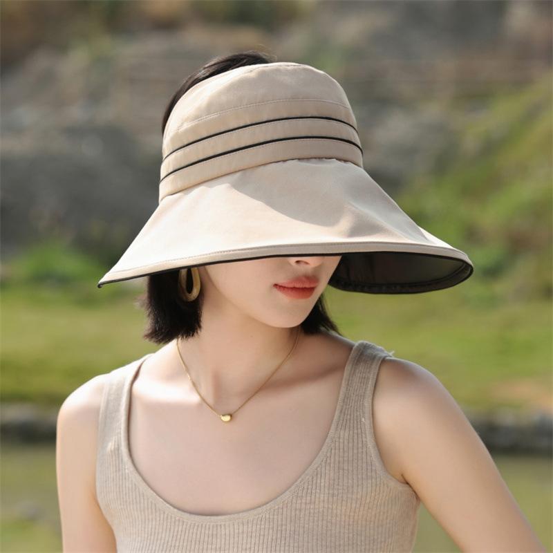 Sunscreen Hat Women's Summer Vinyl Big Brim Empty Top Hat Simple Casual Women's UV Protection Sun Hat Cover Face