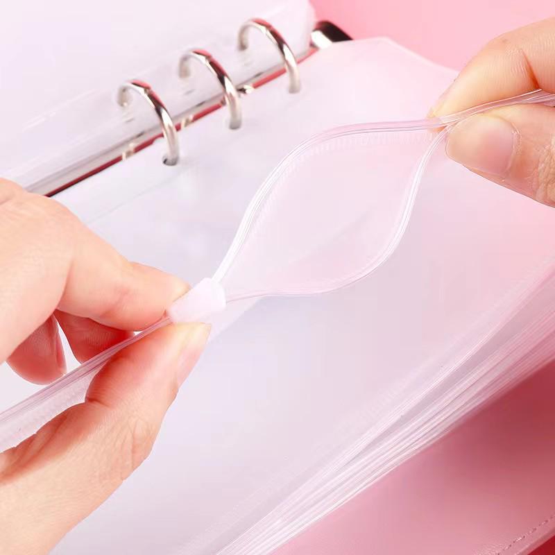 Eco-friendly PVC 6-Hole Zipper Bag for A5/A6 Planner Storage - Available In Sets of 10, 15, or 20