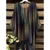 Vintage Women's T-Shirt Color Gradient Print Elegant Asymmetrical Hem O-Neck Short Sleeve Top Casual Fashion Street Outdoor Tops