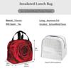 Red Rose Flower with Raindrop Valentine's Day Insulated Lunch Bag Lunch Box Containers for Women Men Office School Picnic
