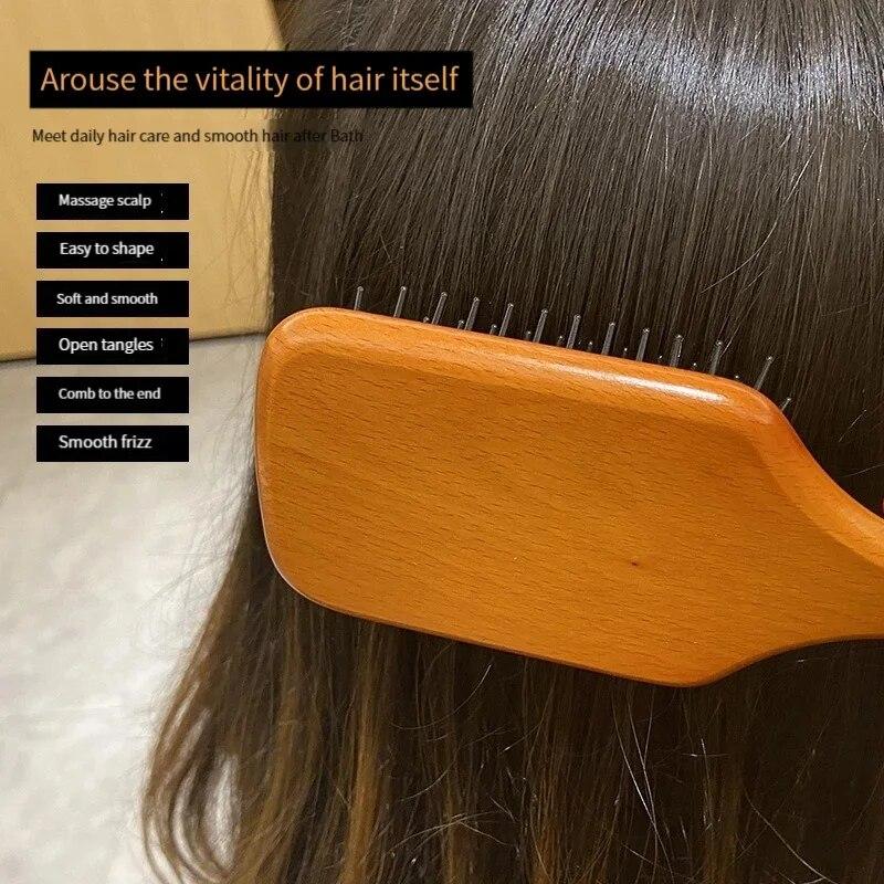 Durable And Safe Wooden Airbag Massage Comb Scalp Care Female Curly Hair Household High-Grade Anti-Static Hair Loss Large Board Makeup Comb