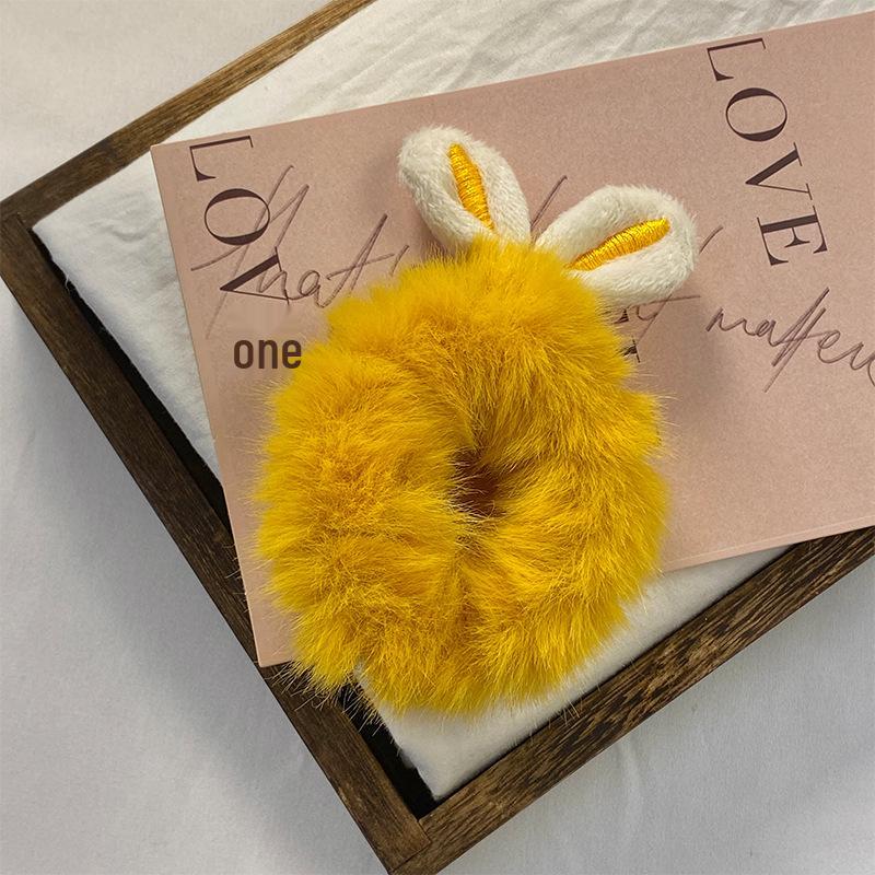 Koreańska Urocza Pluszowa Królicze Uszy Gumka do Włosów - Modny Dodatek w Stylu Mori Girl