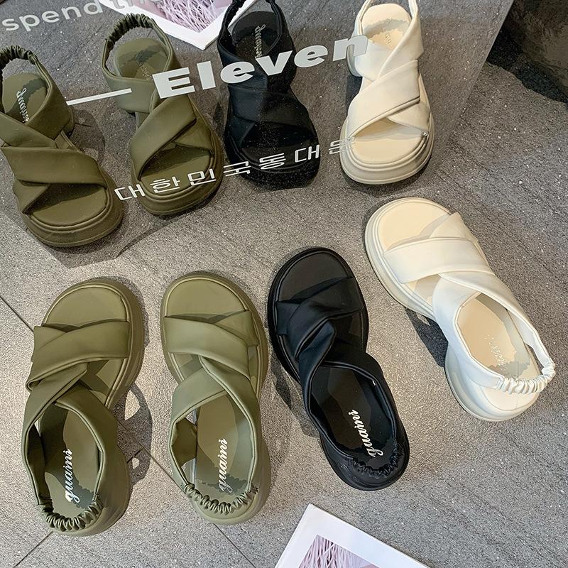 Fashion Women's New Summer 2025 Sport Cool Shoes Thick Bottom Comfortable Pregnant Women Wide Fat Feet European Style Rome Shoes