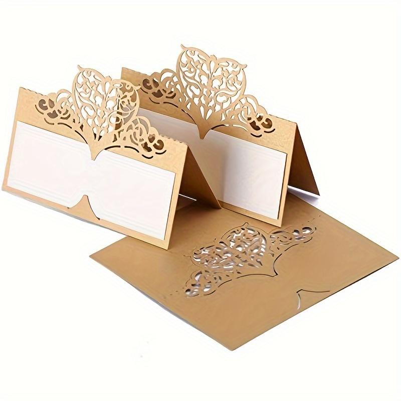 1set/20pcs Lace Wedding Place Cards, Personalised Table Name Reception Decoration Lace Pattern Wedding Favours, Party Cards, Cutout Wedding Seat Cards
