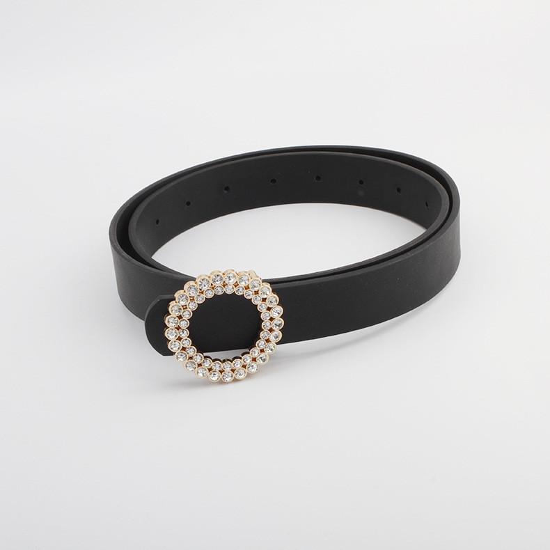 Waist Round Buckle Belt Womens Imitation Leather Material