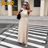 Vestidos Casuais Femininos de Moda Verão Primavera Cor Sólida Estampa Gola Redonda Sem Mangas
