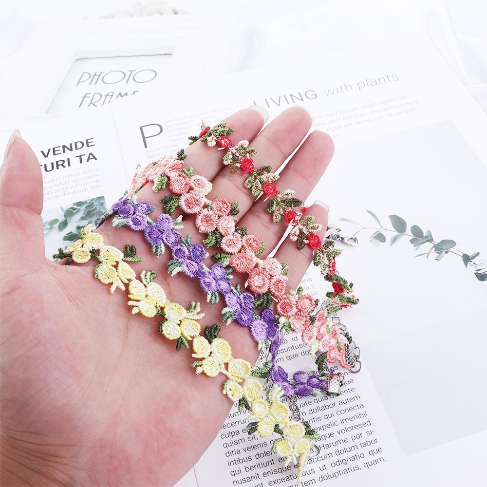 Girls Embroidery Floral Vintage Sweet Jewelry Choker Chain Flower Necklace Clavicle Chain