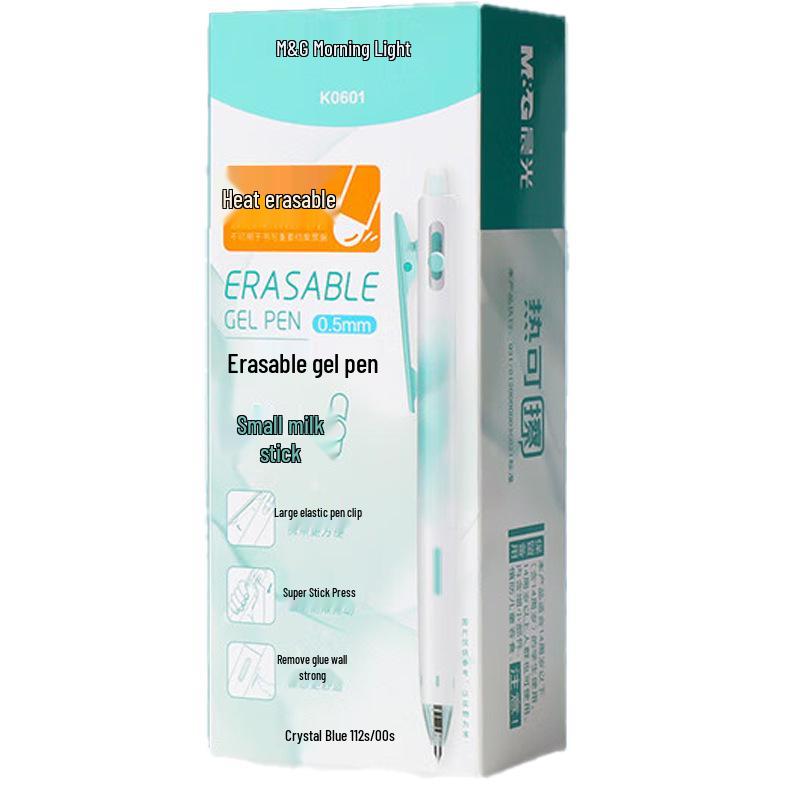 M&G Little Milk Stick Heat Erasable Click-Action Gel Pen, 0.5mm Bullet Tip with Replaceable Refill