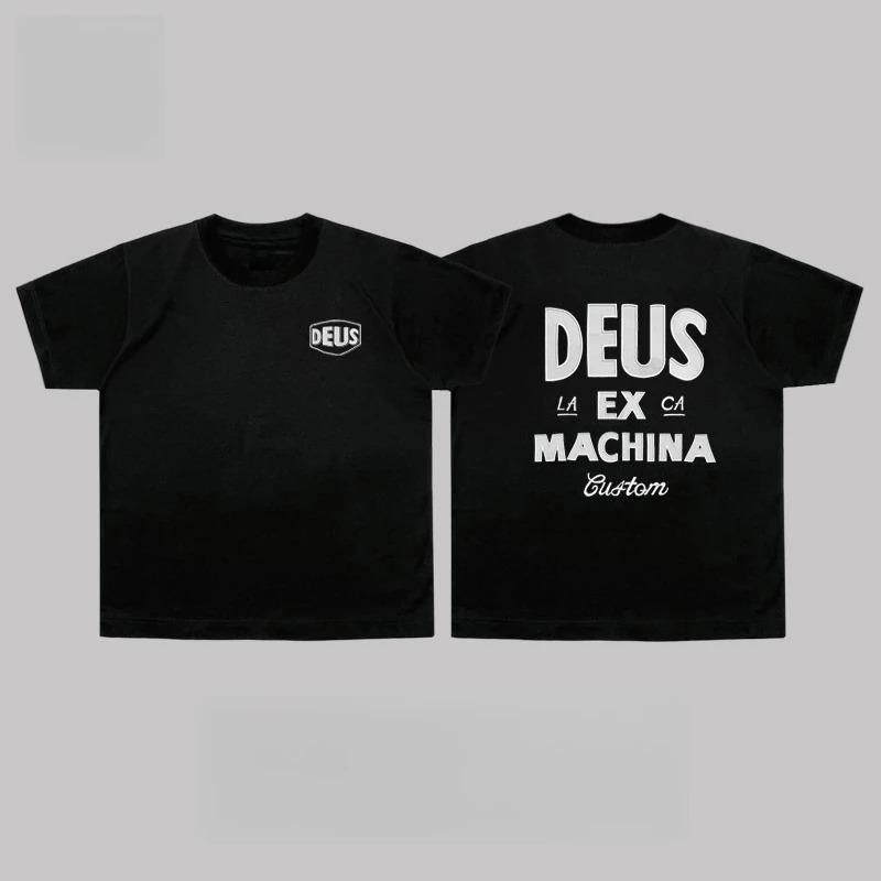 

DEUS EX MACHINA Друкована вільна бавовняна футболка з коротким рукавом для чоловіків та жінок Культура вуличних мотоциклетних пригод Серфінгу Футболка XXL чорний