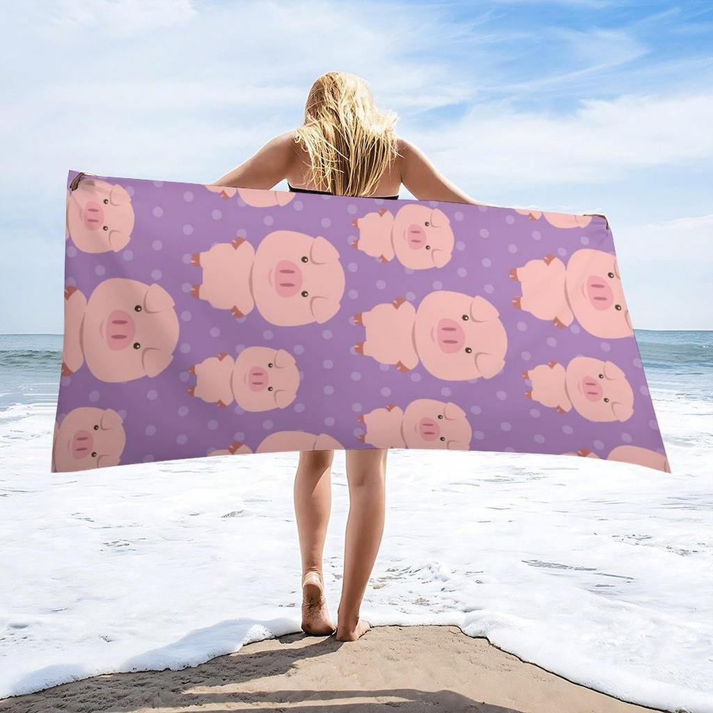 Cute Cartoon Pig Beach Towel Microfiber Lightweight Bath Towel Sandproof Sauna Spa Sport Travel Towels Quick Dry Bikini Cover Up