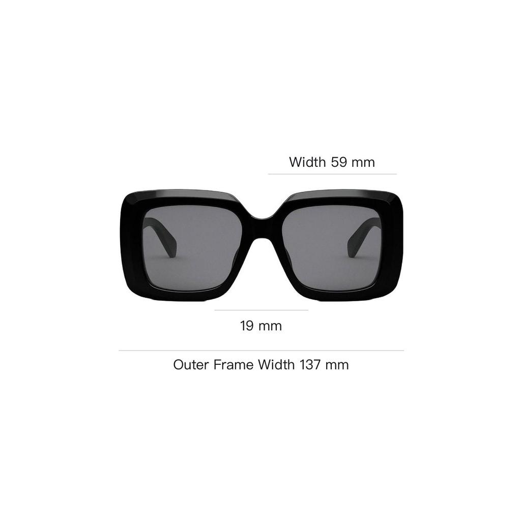 Celine Square Acetate Sunglasses With Mirror Legs Unisex sunglasses Black CL40263I5401A