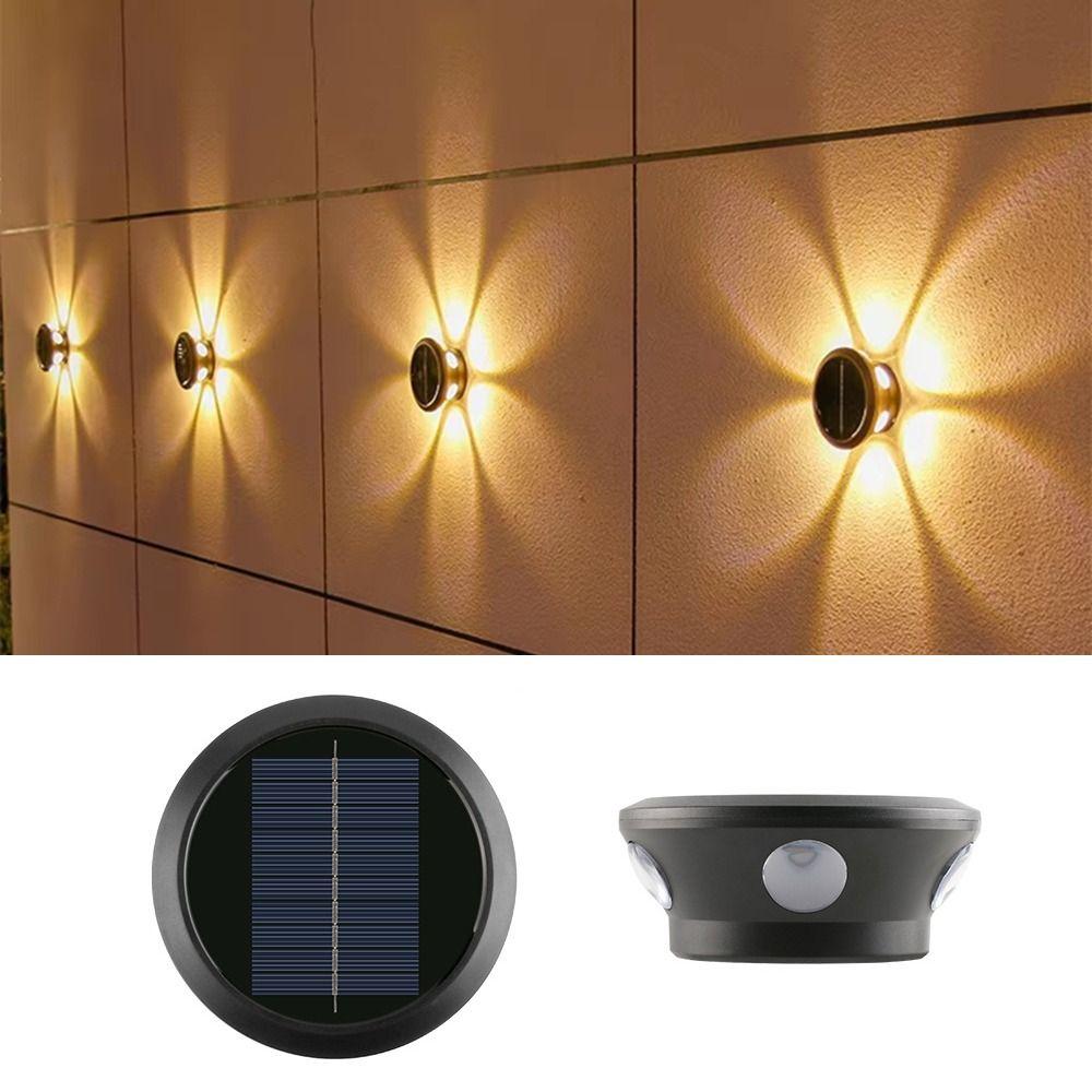 Waterproof Solar Wall Lights Atmosphere Super Bright Courtyard Lights Sunscreen Round LED Wall Wash Light