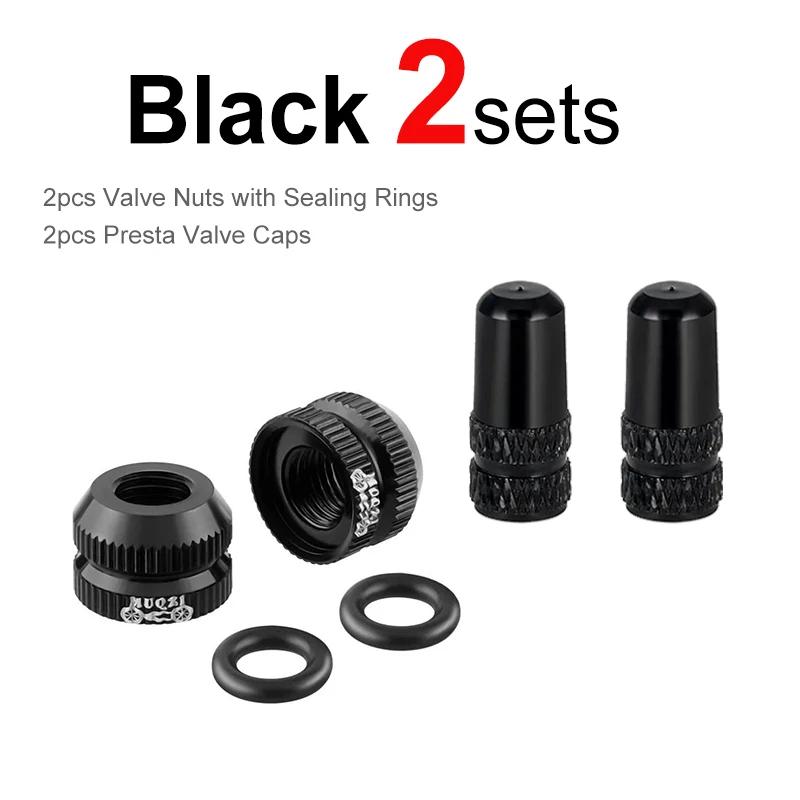 2-6 Sets Bicycle Tire Valve Nut with Valve Cap Set for Bike Wheel Tube Protection Screw Dust Cover and Stem Accessories