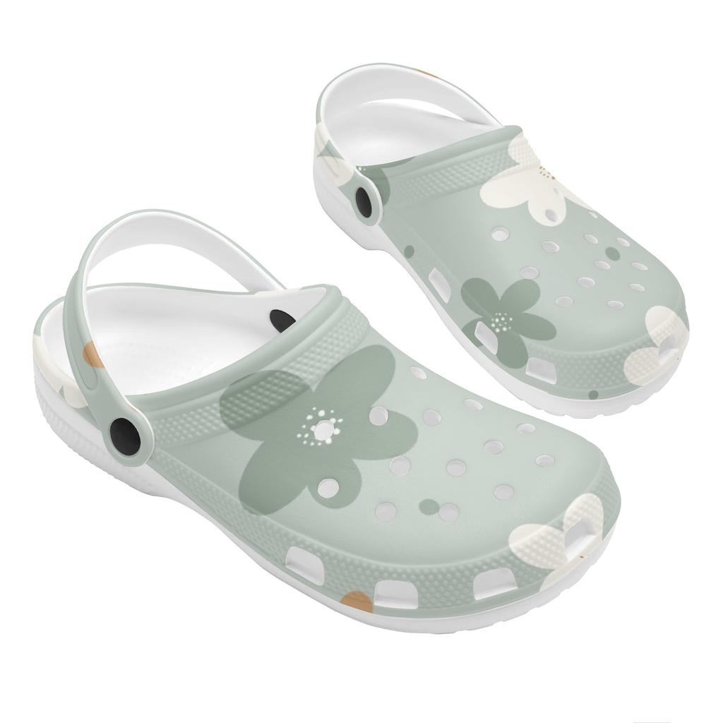 White Printed EVA Clogs Women Men Breathable Lightweight Slip On Casual Footwear Soft Sole Summer Sandals Summer Daily Wear