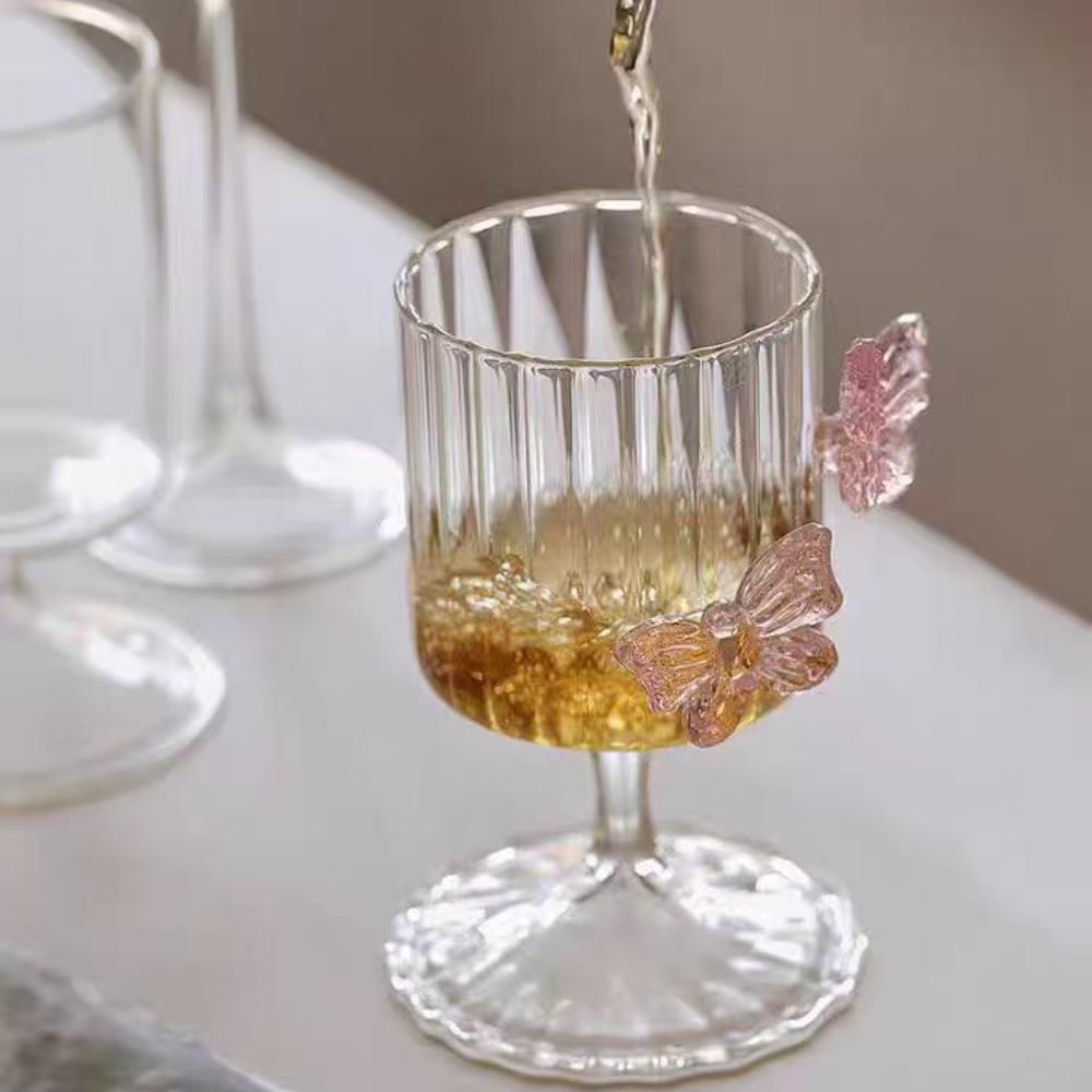 Bicchiere da Vino a Farfalla Tridimensionale Semplice Bicchiere Rotondo in Vetro Creativo Bicchiere da Vino Fatto a Mano Bicchiere da Cocktail Champagne Regalo