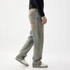 Nostalgic straight jeans loose fashion splash paint tide brand high street American autumn and winter new retro yellow mud pants