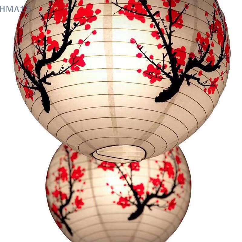 30/35cm Plum Blossom Round Paper Lantern Lamp Shade Chinese Antique Paper Lantern New Year Paper Lampshade Home Decor