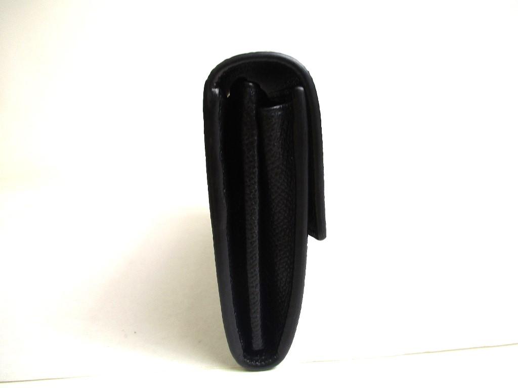 Authentic Salvatore Ferragamo Gancini Black Leather Gold H/W Flap Long Wallet #a429  Refurbished