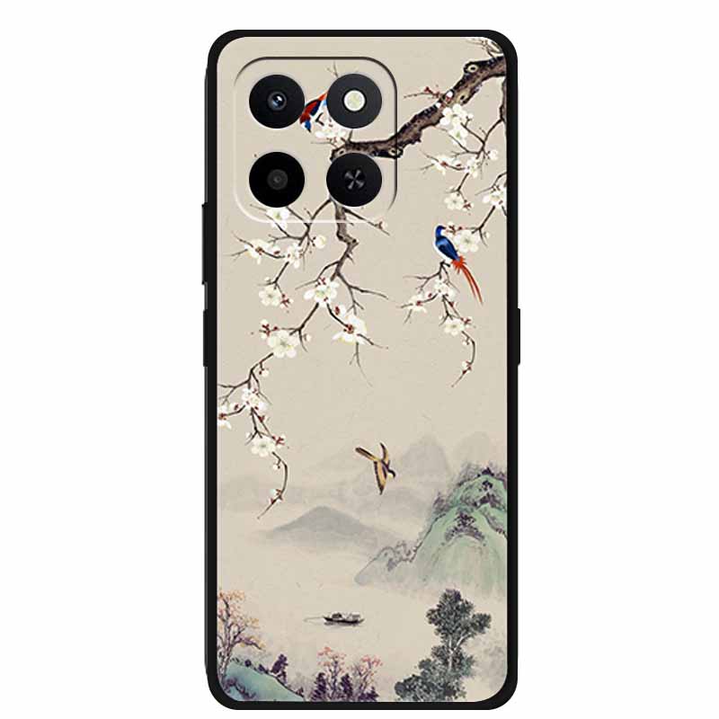 3D Emboss Case For Honor Play 10T 400 Smart 4G 5G Relief Flower Back Cover Black TPU Silicone Soft Case For Honor X7d 4G 5G Para