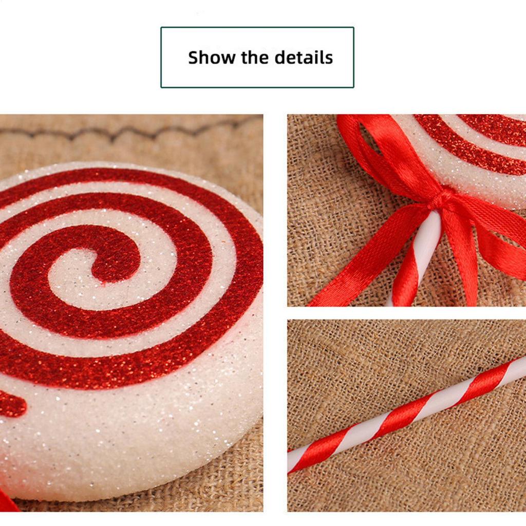 4pcs Christmas Tree Lollipop Decoration Red And White Color Foam Lollipop Big Stick Candy Props For Home Party Decor Xmas Gift