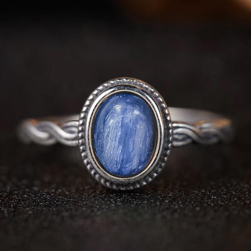 Pierścionek ze srebra sterlingowego z czarnym onykssem Vintage Prosty minimalistyczny styl Okrągły kształt Kamień naturalny Czarny pierścionek Biżuteria dla kobiet