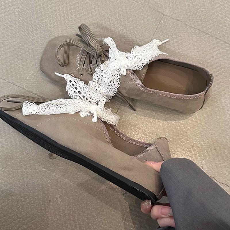Nisjedesignfølelse retro firkantet tå brune loafers enkeltsko dames vår ballettstil innvendig høydeøkning vår og høst plattformsko