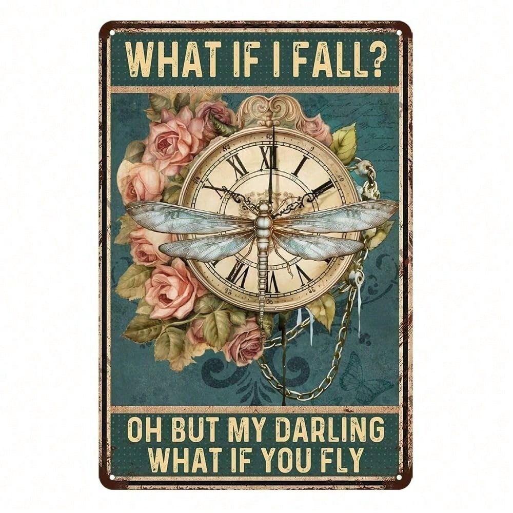 

Metal Poster Dragonfly Vintage Retro 8x12 inch Wall Art for Home Bar Garage