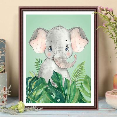 5D DIY Diamond Painting Cute Baby Elephant Cross Stitch Kit Mosaic Diamond Embroidery Rose Full Round/Square Drill Home Decoration