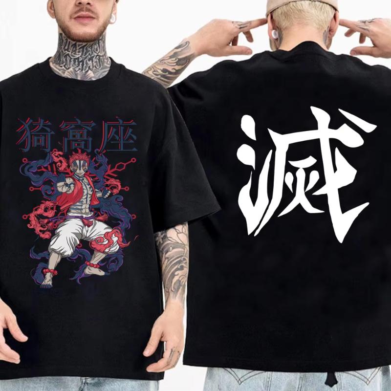 Japanese Anime Shirt Demon Slayer Infinity Castle T Shirt Men Cartoon Kimetsu No Yaiba High Quality Cotton Streetwear Clothes