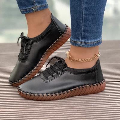 Scarpe Piatte da Donna Mocassini Allacciate Cucitura a Mano Pelle Primavera/Autunno 2025 Casual Cucite Oxford Scarpe da Mamma Zapatos Mujer