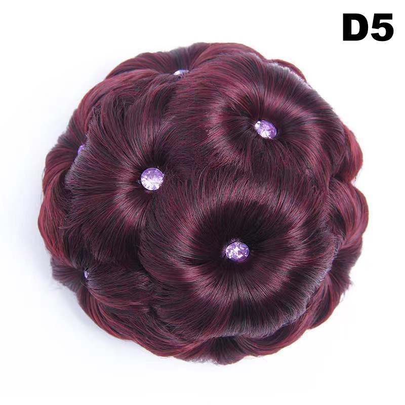 Synthetic Hair Bun Bud Hair Clips With Diamond Colorful Shiny For Women Ponytail Claw Clip Lifelike Hairpiece Styling Tools
