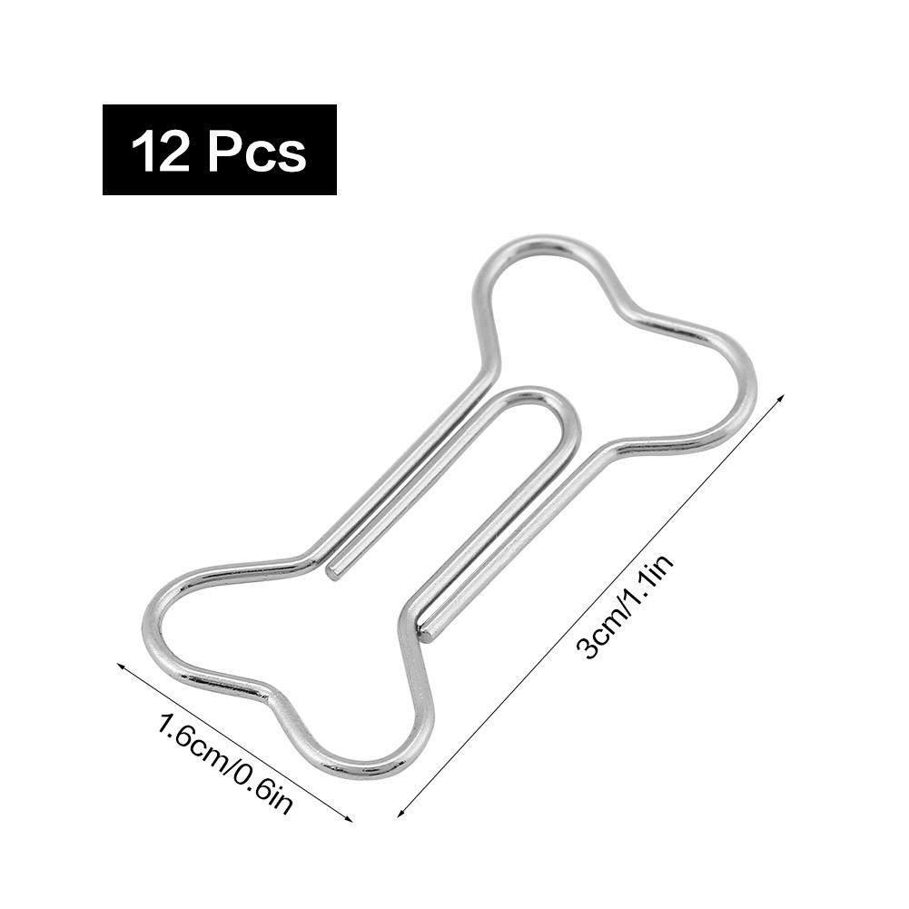 12 Pcs Creative Bone Shape Paper Clips Funny Bookmark Marking Document Organizing Clip