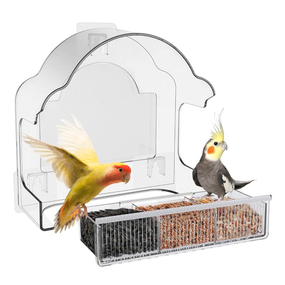 Window Bird Feeder Removable Tray Clear Weatherproof Acrylic Wild Bird Feeders For Garden Balcony Backyard Wildlife Viewing
