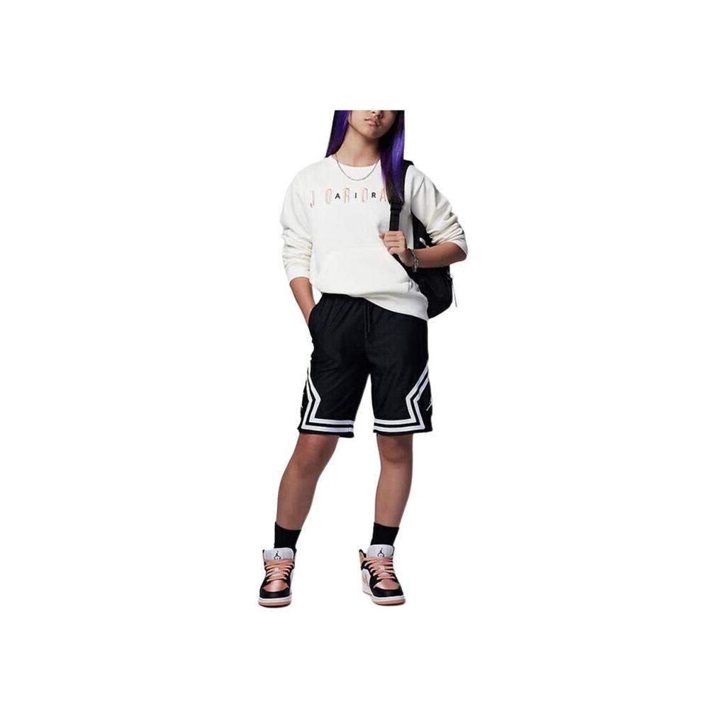 Jordan Kids Letter Logo Solid Color Pocket Crewneck Sweatshirt Kids Sweatshirt White FD9273-133