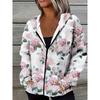 Printed Design Casual Style Pink Roses And Green Leaves Hooded Jacket