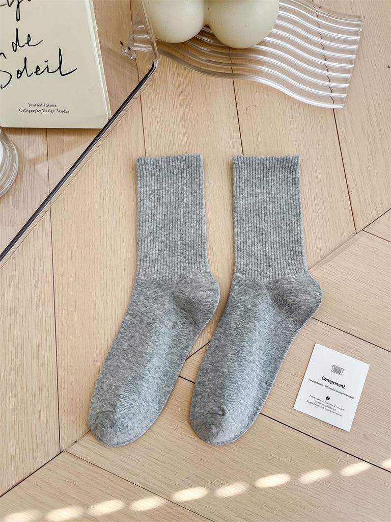 Women's Colorful Mid-Tube Socks In Violet, Orange, Rose, and Red for Modern Dance with Shark Print