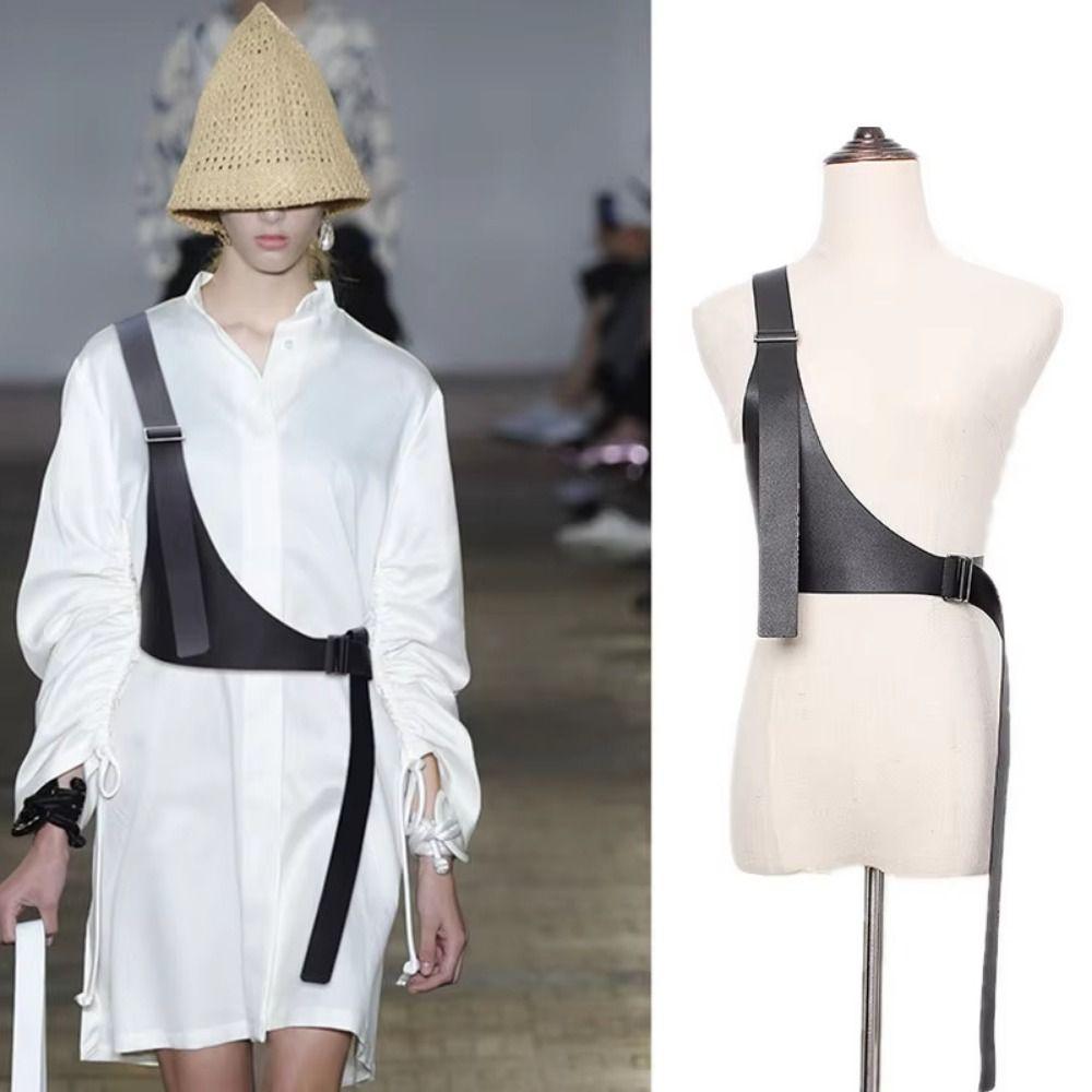 Punk Women Waist Harness PU Leather Body Suspender Fashion One-shoulder Strap Belt  Dress Suit