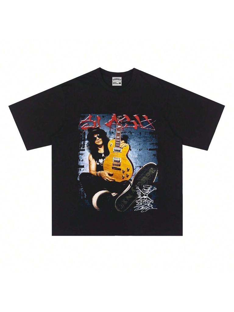 2025 Slash Printed Vintage Short Sleeve VintageT Shirt Guns N 'Roses High Quality Luxury Brand Selling Popular Style